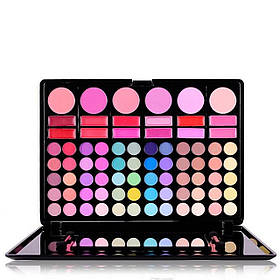 Палетка тіней для повік 78 МАS 60 відтінків тіней, 12 кольорів помад та 6 рум'ян