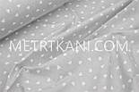 Лоскуток.  Тканина бавовняна "Маленькі білі серця" на сірому тлі 871*130 см, фото 2