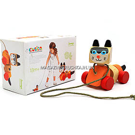 Дитяча дерев'яна каталка котик-каталка LK-5 Cubika (Кубики) 13616. Дерев'яні еко іграшки