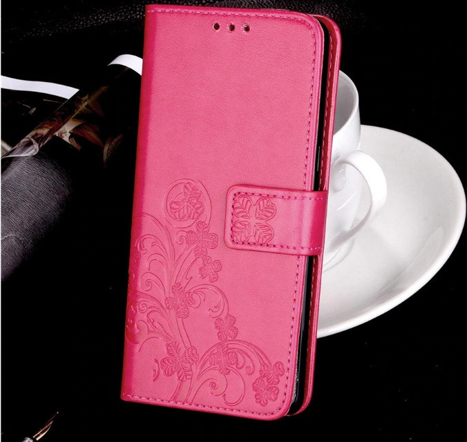 Чохол Clover для Samsung A21 2020 / A215F книжка з квіткою Малиновий