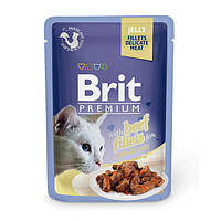 Влажный корм Brit Premium Cat pouch 85 г, филе говядины в желе