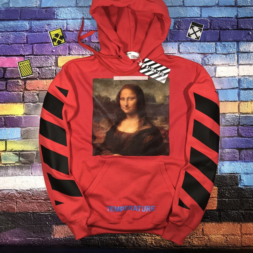 Толстовка червона Off White Mona Lisa Red | Худі офф вайт | кенгуру оф вайт XS