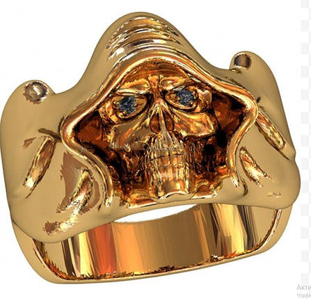 Кільце перстень Череп у капюшоні, фото 1