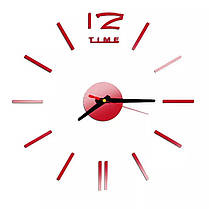 Годинник дзеркальні червоний "12 Time годинник" , години: коло 8,5 см наклейки хвилинні палички 7см, фото 3