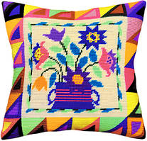 ПОДУШКА для вишивки півхрестиком V-19 (40х40см), набір з канвою та нитками