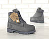 Зимові черевики Timberland grey, чоловічі черевики з вовняним хутром. ТОП Репліка ААА класу., фото 5
