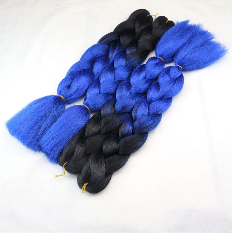 Канекалоновая коса омбре, черный + синий (B21) 9/55 - фото 3 - id-p831079113