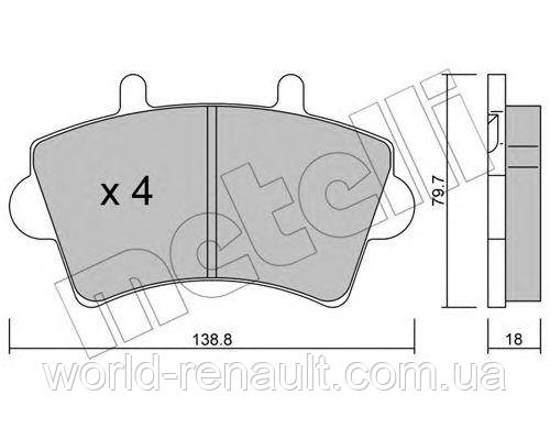 Комплект передніх гальмівних колодок на Рено Майстер II c 98г. / Metelli 22-0545-0