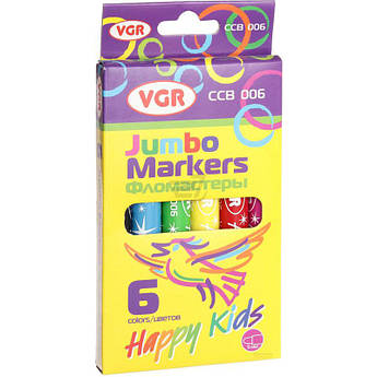 Фломастери 6 кольорів товсті VGR Jumbo markers