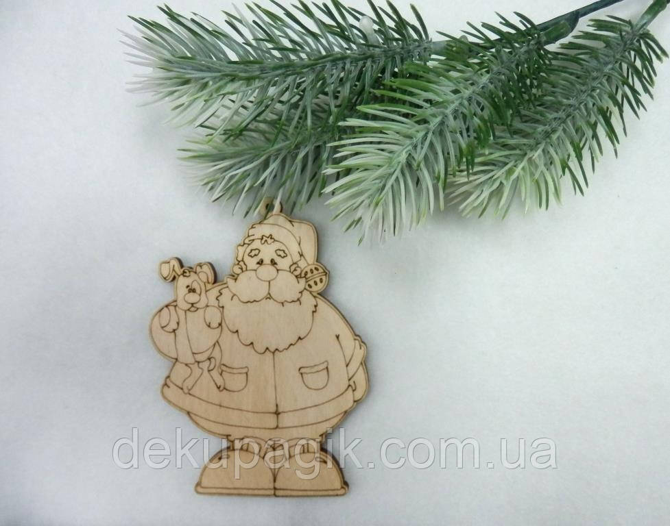 Підвіска Дід Мороз з собачкою 15см, фото 1