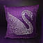 Подушка оксамитова декоративна зі стразами Лебідь, фото 4