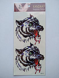 Флеш Тату. 19*9 См, Перевідна. Тимчасова. Набір, Вовки, At-17 4412, Кольорові