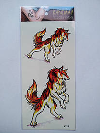 Флеш Тату. 19*9 См, Перевідна. Тимчасова. Фокс, Кітсун, At-59 4426, Кольорові