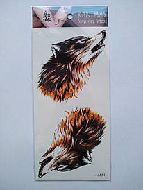 Флеш Тату. 19*9 См, Перевідна. Тимчасова. Набір, Вовки, At-34 4429, Кольорові