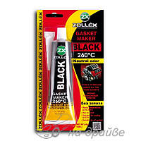 Герметик прокладок силиконовый черный (Black) 260°С без запаха 85г 9-(BL) Zollex