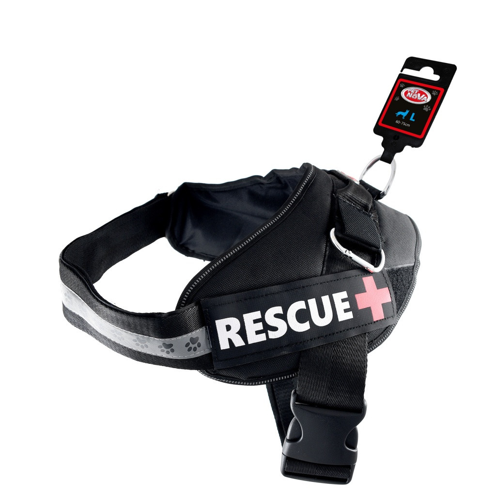 Шлея посилена Pet Nova Rescue+ L 65-80 см Чорна