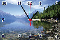 Настенные часы "Озеро в горах" на стекле кварцевые