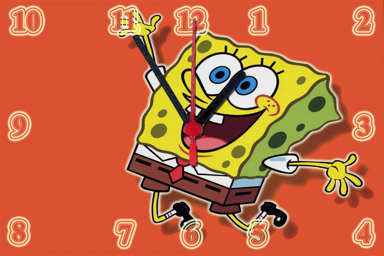 Настінні годинники МДФ "Sponge Bob" кварцові