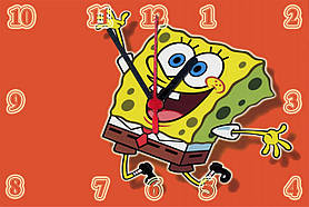 Настінні годинники МДФ "Sponge Bob" кварцові