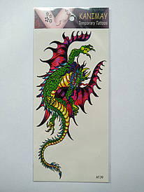 Флеш Тату. 19*9 См, Перевідна. Тимчасова. Дракони, At-39 4466, Кольорові