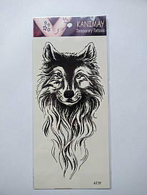 Флеш Тату. 19*9 См, Перевідна. Тимчасова. Вовки, At-29 4471, Ч/Б