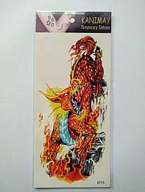 Флеш Тату. 19*9 См, Перевідна. Тимчасова. Дракони, At-15 4476, Кольорові