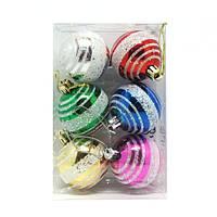 Шарік (6см) №YH-14448-6 Іграшка новорічна (6шт. ) квадр./уп (арт.7953) ш.к. 2000039936019