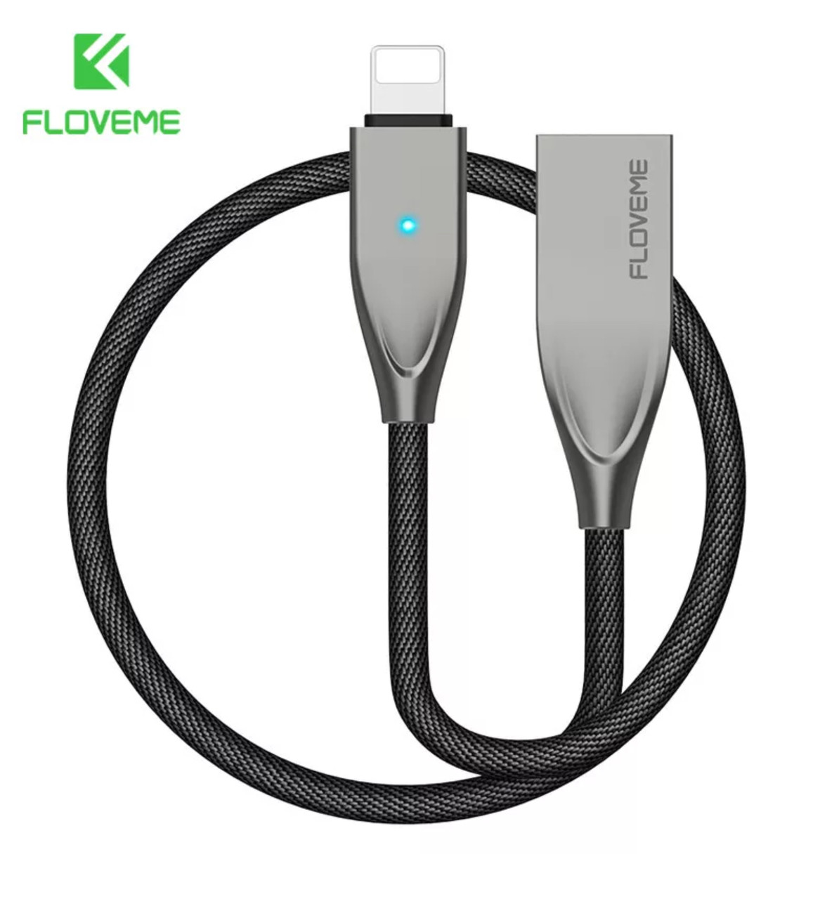 Usb кабель швидкого заряджання Floveme з роз'ємом Lightening для iPhone, iPad 1,2 м (чорний)