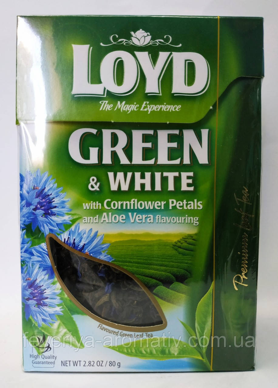 Чай зелений і білий з пелюстками волошка і алое віра Loyd 80гр. (Польща)