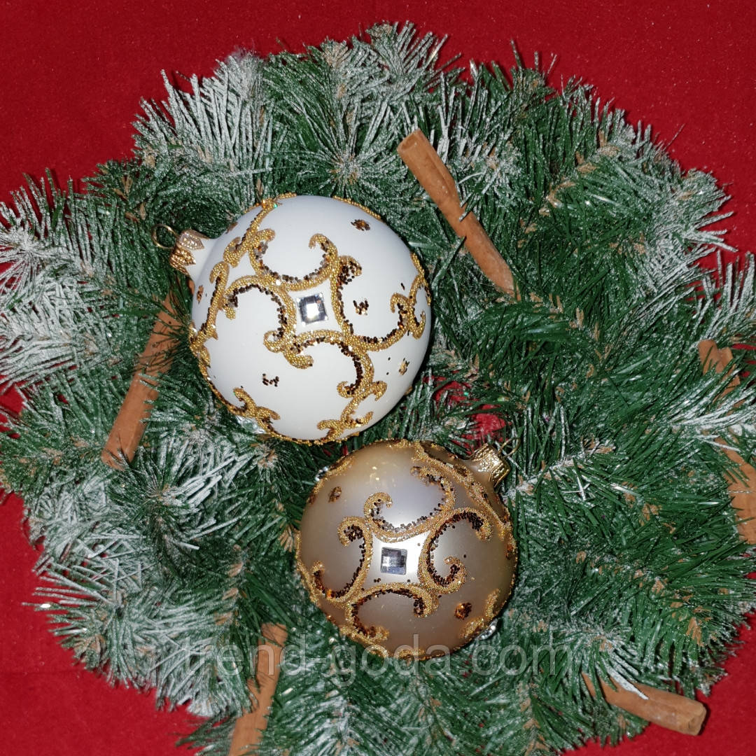 Новорічна ялинкова іграшка Скляна куля 8 см, фото 1