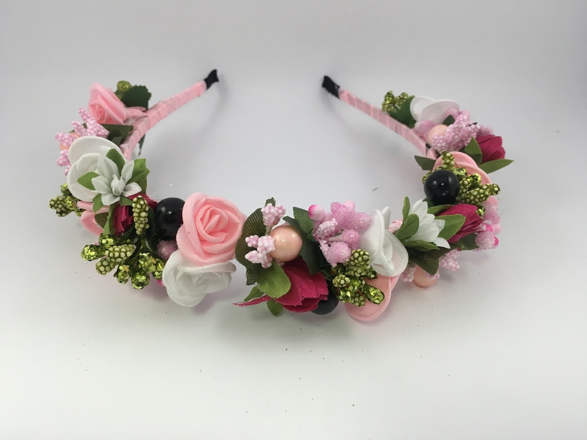 Віночок на голову з рожевих трояндочок, фото 1