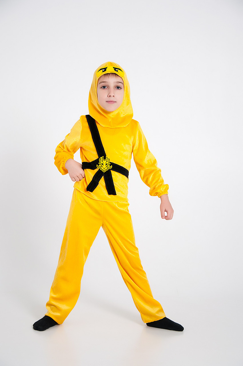 Дитячий карнавальний Ніндзяго, ніндзя жовтий р. 98-134 для хлопчика, фото 1