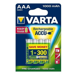 Акумулятор VARTA RECHARGEABLE ACCU AAA 1000mAh BLI 4шт NI-MH (READY 2 USE) 375 !!!!!