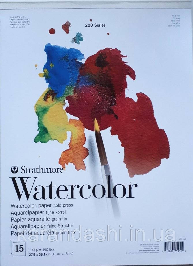 Альбом для акварелі Strathmore 200 Watercolor Paper (22,9*30,5 см), 190г/м, 15 арк Целюлоза 25-109