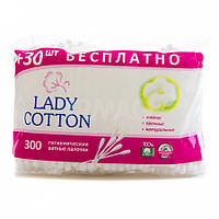 Ватні палички для чищення вух 300 шт Lady Cotton в ПОЛІЕТ. пак (4823071621402)
