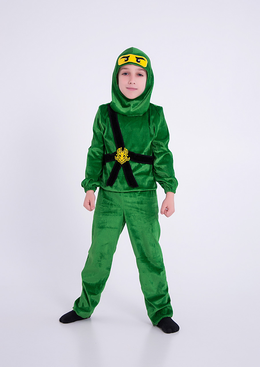 Дитячий карнавальний Ниндзяго, ніндзя зелений Лойд р. 98-134 для хлопчика, фото 1