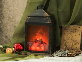 Ліхтар-нічник з ефектом живого вогню Затишок каміна