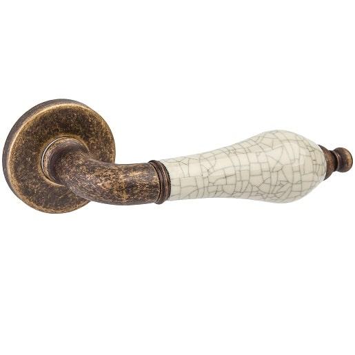 Ручка дверна DND by Martinelli MONICA - антична обробка/бежевий фарфор 467/12-AF+P8, фото 1