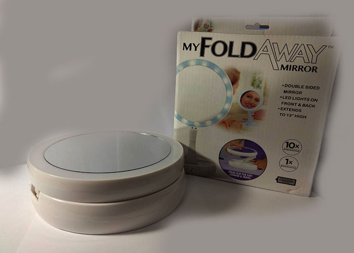 Складное косметическое зеркало для макияжа круглое увеличительное 10X My Fold Away Mirror с LED подсветкой - фото 4 - id-p831538617