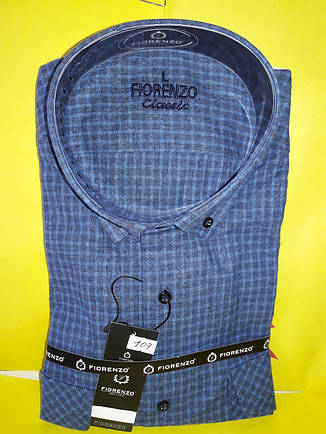 Сорочка чоловіча кашемір (Туреччина) в клітку Fiorenzo vd-0107 класична XL, фото 4