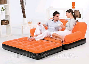 BestWay 67356-1 Comfort (Air-O-Space) Надувний диван-трансформер 5в1 (188x152x64) + насос 220V. Велюр. (Синій), фото 2