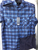 Рубашка мужская на флисе Ovento vd-0009 в клетку с длинным рукавом, тёплая мужская рубашка на зиму