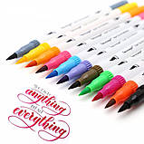 Набір двосторонніх маркерів Brush Markers Pens "WORISON" 24 кольори, фото 3