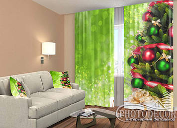 Новорічні Фото Штори "Ялинка з подарунками" 2,5м*2,6м (2 полотна по 1,30м), тасьма