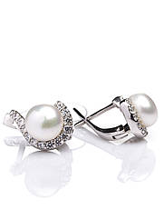 Сережки срібні з перлами Е-346