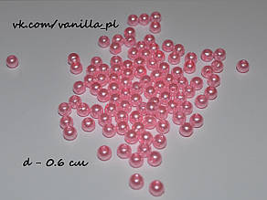 Перлини штучні рожеві 6 мм / 50 шт