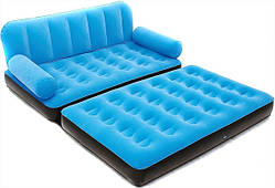 Надувний диван трансформер Bestway 67356 з насосом блакитний