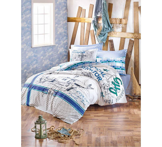 Постільна білизна Cotton Box MARITIME VIRA YESIL євро, фото 1