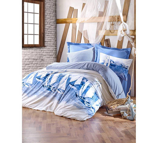 Постільна білизна Cotton Box MARITIME PUSLA MAVI євро, фото 1