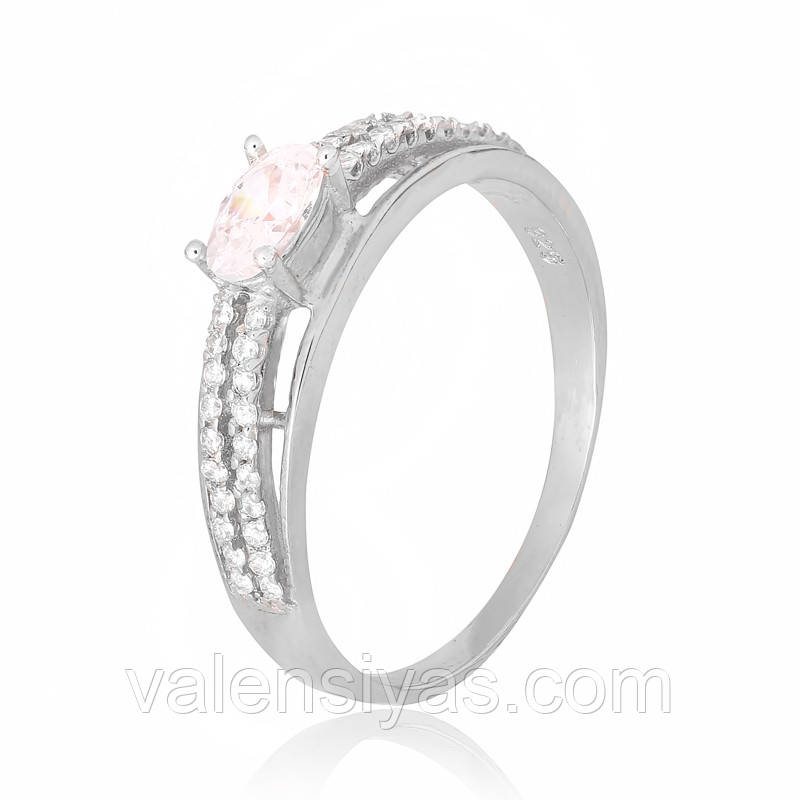 Срібна каблучка покрита родієм з фіанітами, Розмір 16,0, Вага: 2.2 г